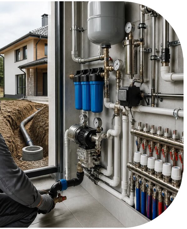 Монтаж водоснабжения загородного дома под ключ в Сестрорецке